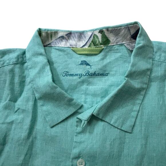 Tommy Bahama Green Sea Glass LInen Short Sleeve Camp Shirt XXL 2XL NWOT - Picture 6 of 9
